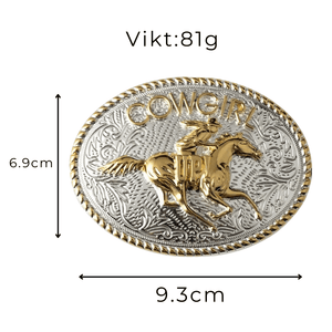 Bältesspänne cowgirl up western stil med guld och silver
