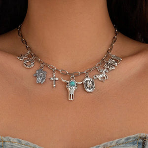 Berlockhalsband i western stil med western-motiv och turkos Silver 3