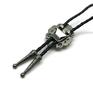 Bolo tie med blå turkossten och antiksilverram Turkosblå