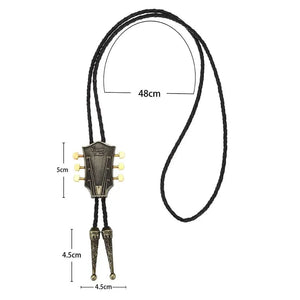 Bolo tie med gitarrhuvud i läder