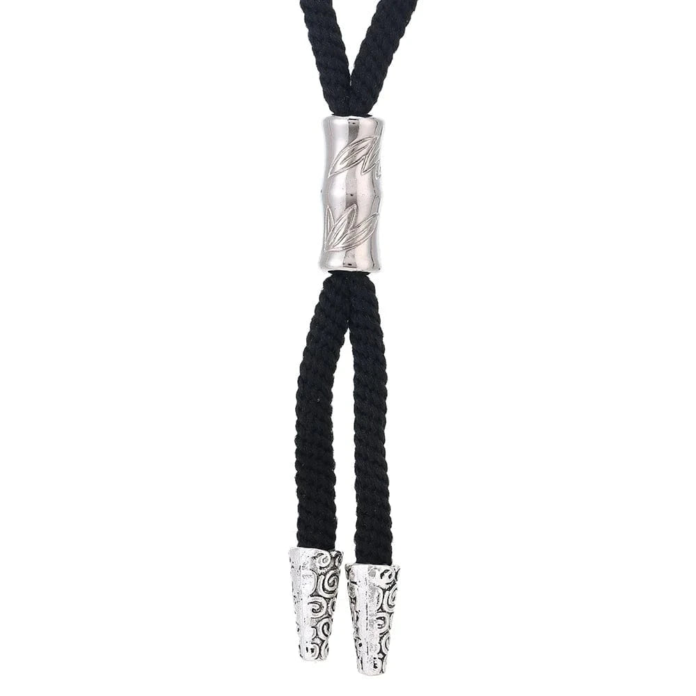 Bolo tie med silverfäste och svart nylonrep Svart silver 1st stil 2