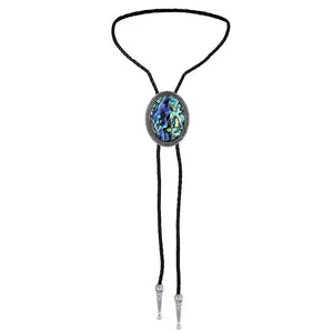Bolo tie med snäckstenshänge i blågrönt skimrande