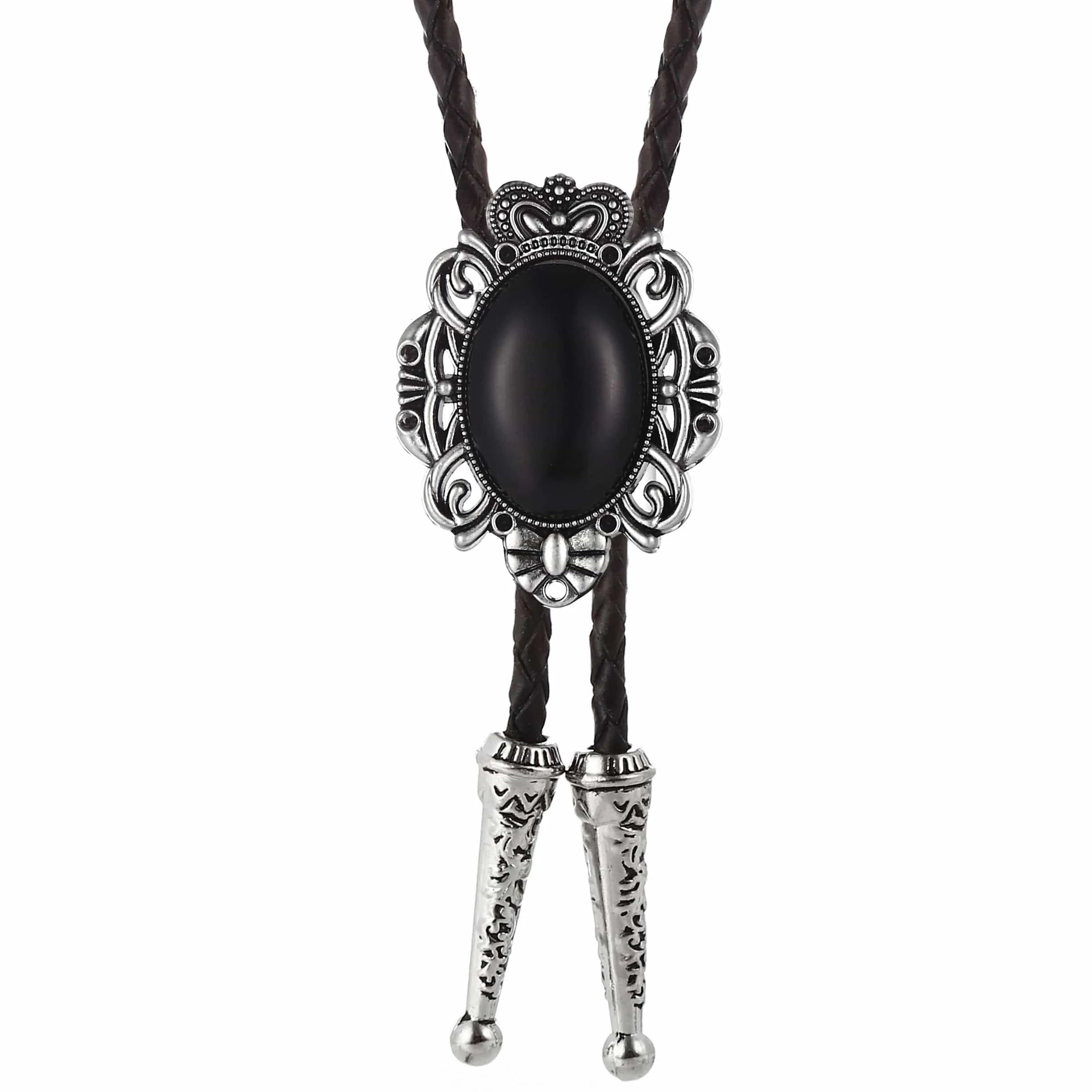 Bolo tie med svart sten och antiksilverdetaljer Svart