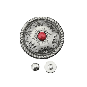 Concho 25 mm i Antiksilver med Färgsten Röd A