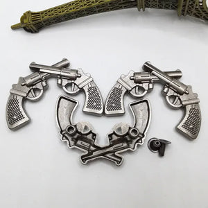 Concho antik metall med korsade revolvrar Antik silver