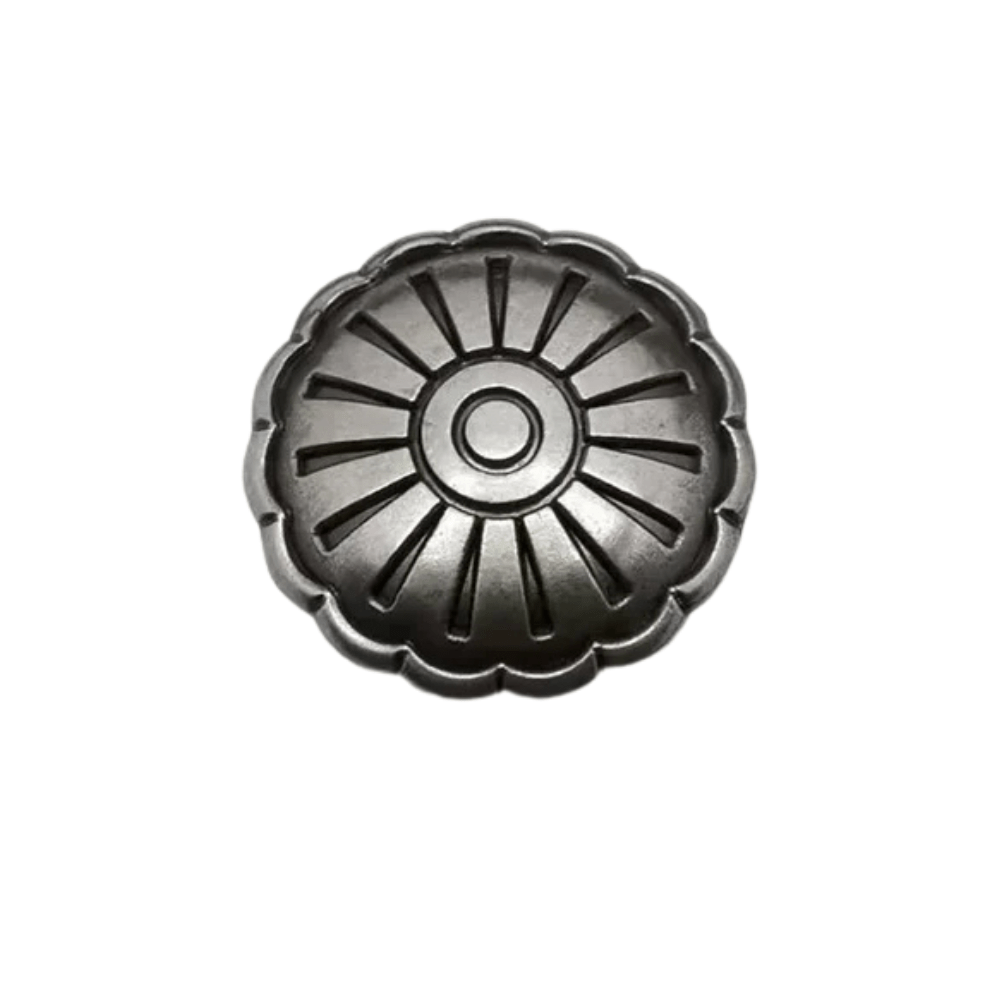 Concho i antiksilver med dekorativa motiv Silverblomma / 10st