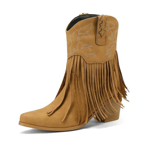 Korta Cowgirl Boots i Mocka med Fransar Brun / 35