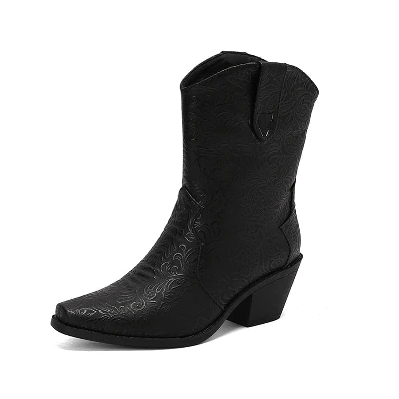 Mönstrade Låga Cowboyboots för Dam Svart / 36