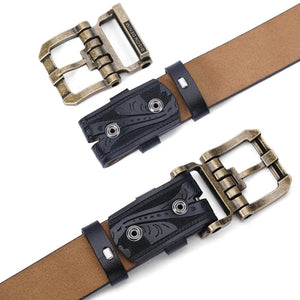 Cowboybälte i Präglat Läder med Vintage Spänne