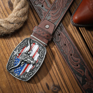 Cowboybälte med amerikansk flagga och Tjurspänne