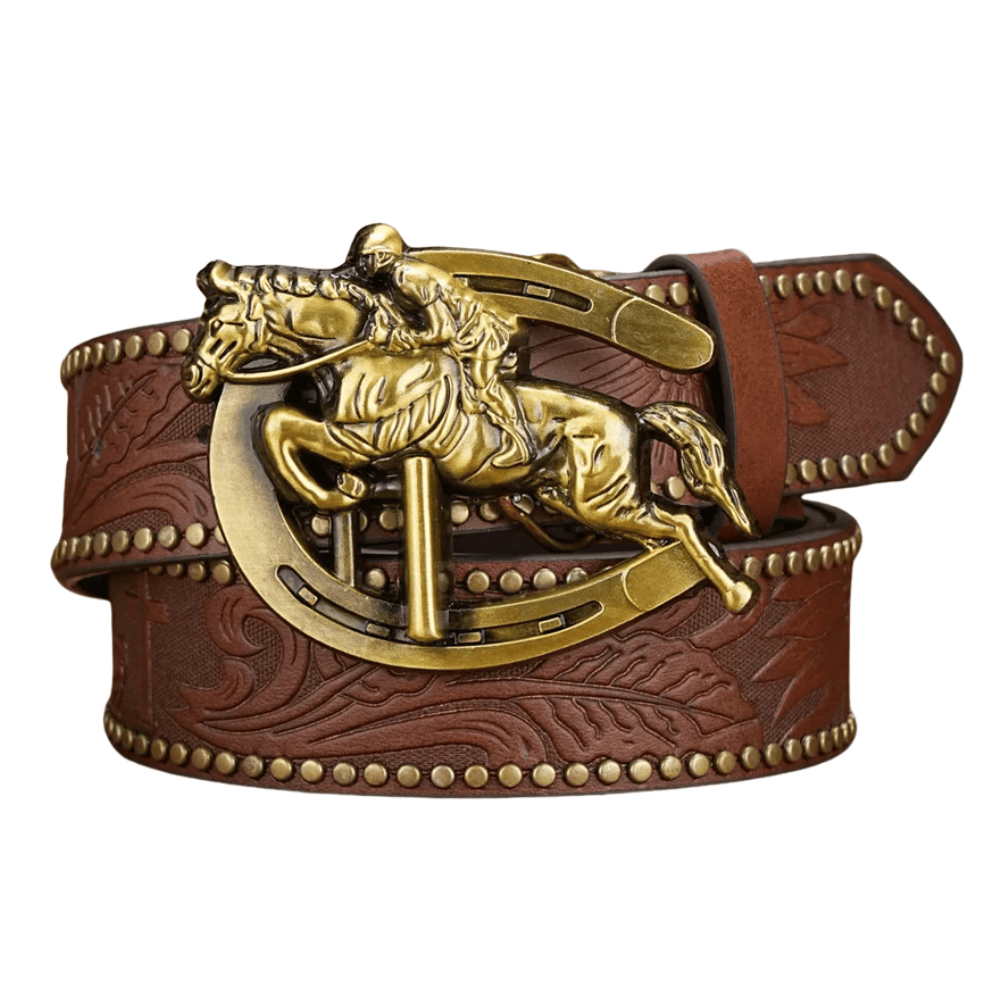 Cowboybälte med häst och hästskospänne Brun guld / 120cm