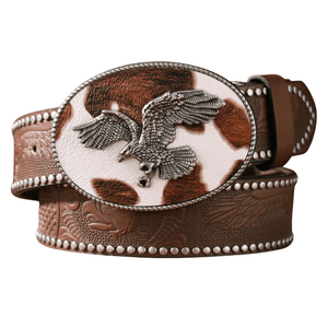 Cowboybälte med örnmotiv Brun Silver / 120cm