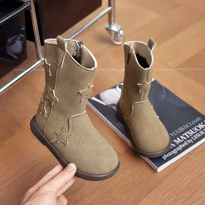 Cowboyboots barn med äkta läder och stjärndetaljer