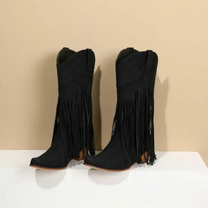 Cowboyboots med fransar och retrolook