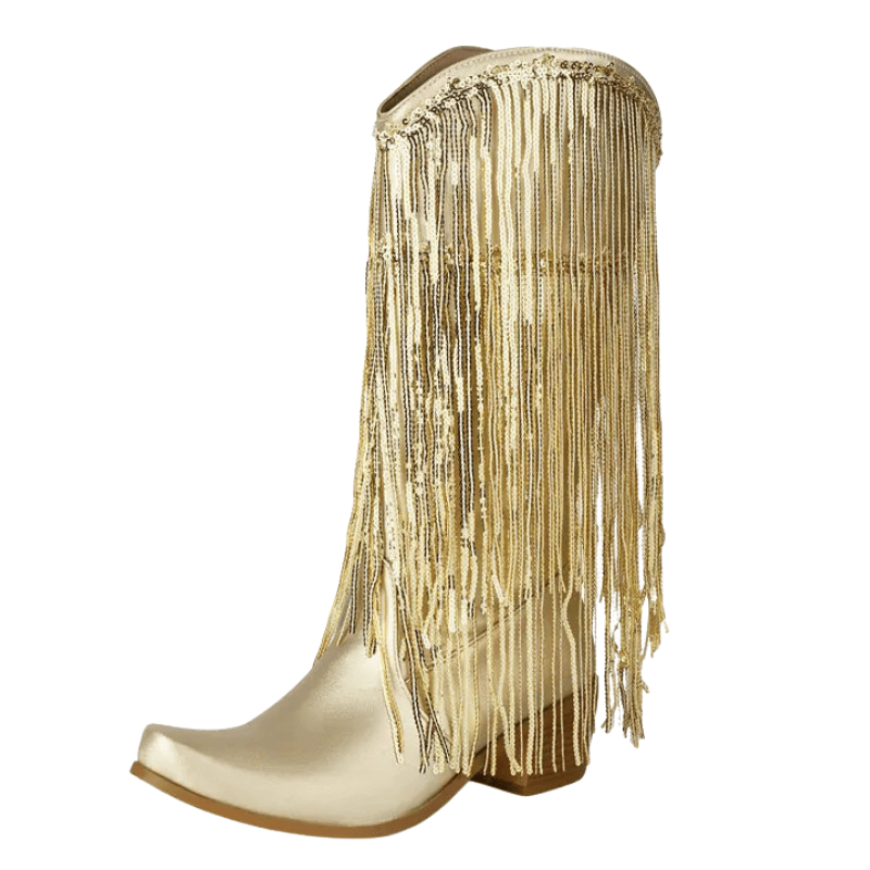 Cowboyboots med glittrande fransar Guld / 35