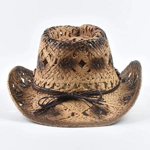 Cowboyhatt i halm med pärlor