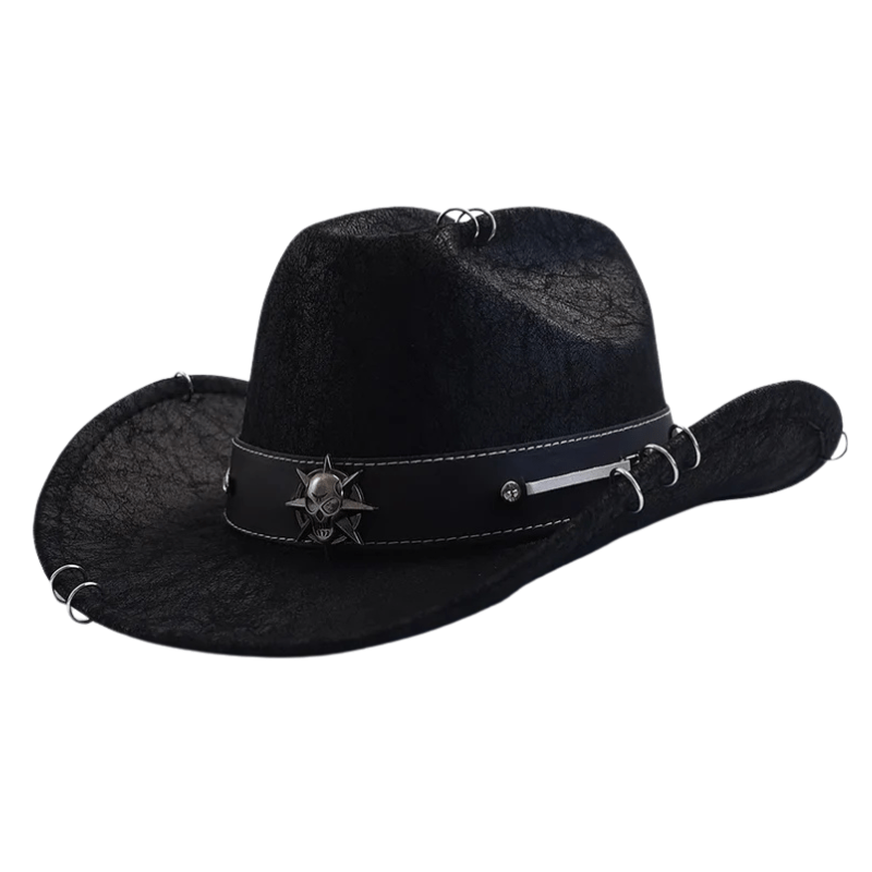Cowboyhatt i mjuk mockaimitation med stjärndetaljer