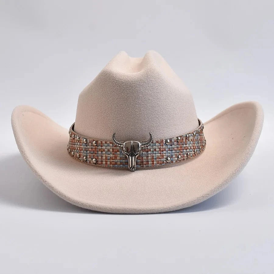 Cowboyhatt i westernstil med elegant bälte och bred brätte Beige / One Size