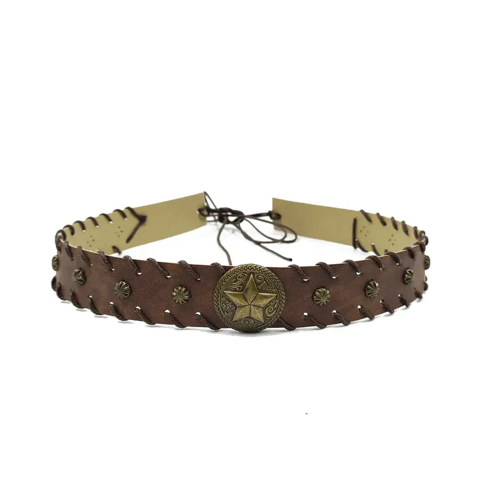 Cowboyhattband med vintage stjärnconcho Brun / 56-58cm