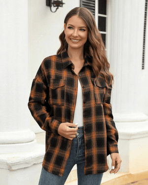 Cowgirl rutig flanellskjorta Orange svart / S