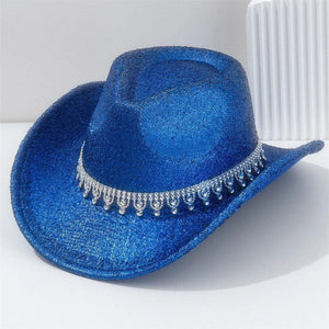 Glittrig cowboyhatt Blå / 57