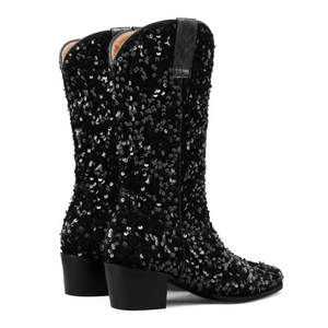Höga Cowboyboots med Paljetter för Dam