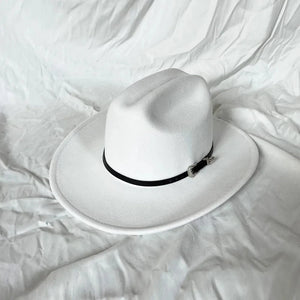 Klassisk Cowboyhatt Läderband Vit / 57-59cm
