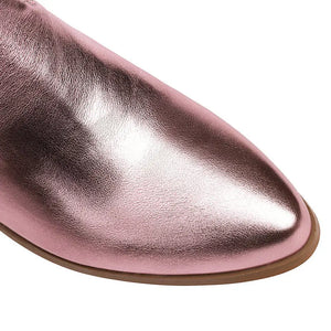 Låga cowboyboots i glänsande läderlook med broderi