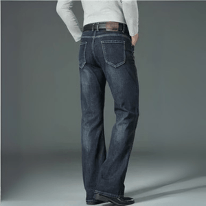 Mörkblå utsvängda jeans för herr