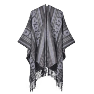 Oppen poncho dam Grå / One Size