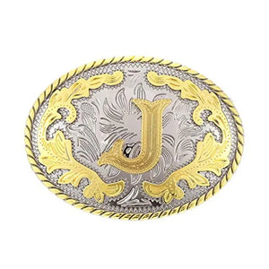 Ovalt westernbältesspänne med initial J