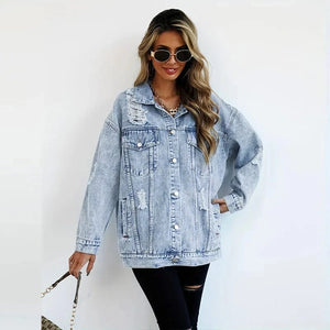 Oversize jeansjacka dam