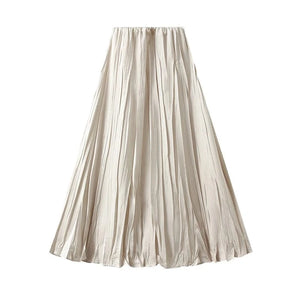 Plisserad satinkjol Beige / One Size
