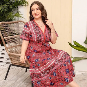 Plus size klänning i bohemisk stil