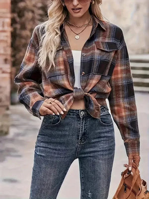 Plus size rutig flanellskjorta dam