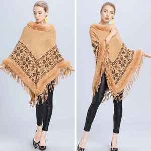 Poncho med päls