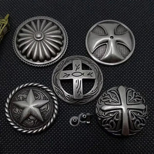 Rund concho antiksilver