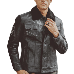 Shearling jacka herr svart
