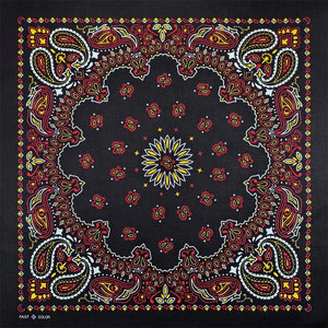 Svart Paisley Bandana med Flerfärgat Tryck Svart röd