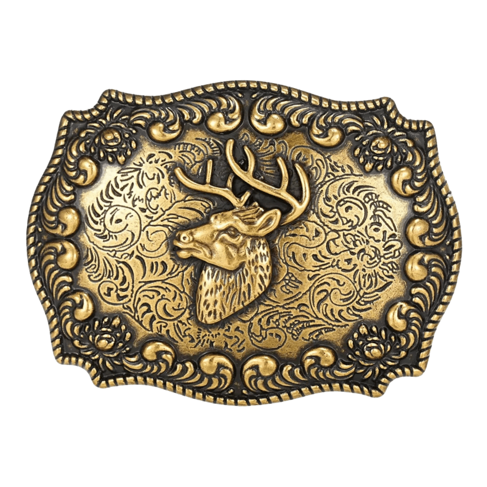 Western Bältesspännen Antik Guld Motiv Hjort