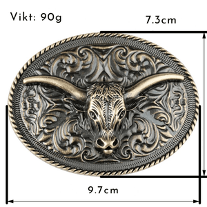 Westernbälte longhorn äkta läder