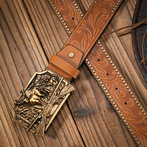 Westernbälte med guldhjortspänne