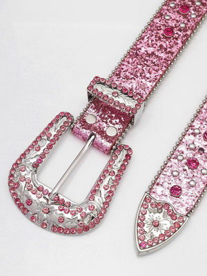 Westernbälte Rosa med Strass och Korsdetaljer