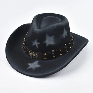Westernhatt med Stjärnmotiv Svart / Kan justeras