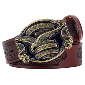 Westernläderbälte American Eagle Brons Rödbrun / 90cm