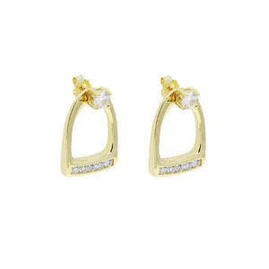 100% 925 Sterling Silver Bling Equestrian Horse Jewelry Micro Pave CZ Snaffle Bit 2025 New Charm Earring ME06 gold