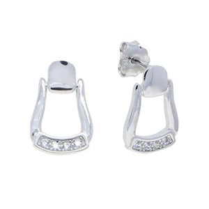 2025 Real 925 Sterling Silver Fashion Snaffle Bit Horseshoe U Shape Stud Earring Pave CZ Charm Equestrian Horse Jewelry SILVER