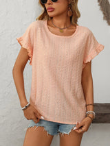 T-shirt blus med volangärmar