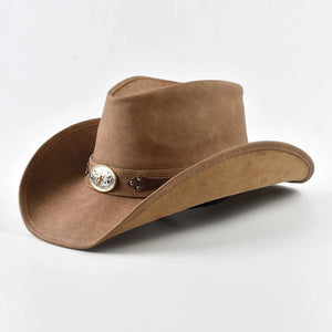Äkta Läder Cowboyhatt Män khaki / One Size