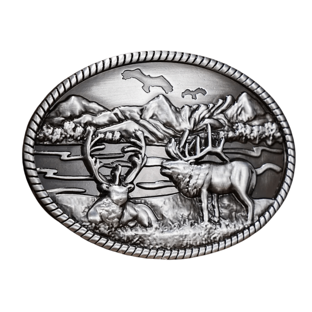 Älg Bältesspänne Jakt Scen Antik silver